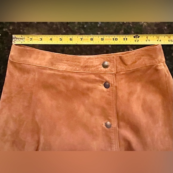 VINTAGE BECHAMEL SANTA FE STYLE A-LINE SUEDE MIDI SKIRT - Picture 6 of 6